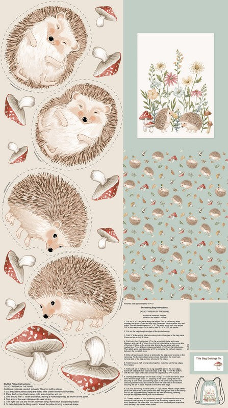 Hedgehog Hollow - Stuffy PANEL in Wedgewood - Deborah Edwards - Northcott (Pre-order: Dec 2026)