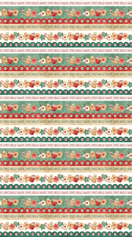 Baking Spirits Bright - Border Stripe in Cream - Deborah Edwards & Melanie Samra - Northcott (Pre-order: Jun 2027)