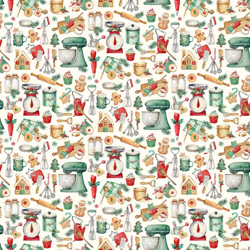 Baking Spirits Bright - Baking Equipment in Cream - Deborah Edwards & Melanie Samra - Northcott (Pre-order: Jun 2027)