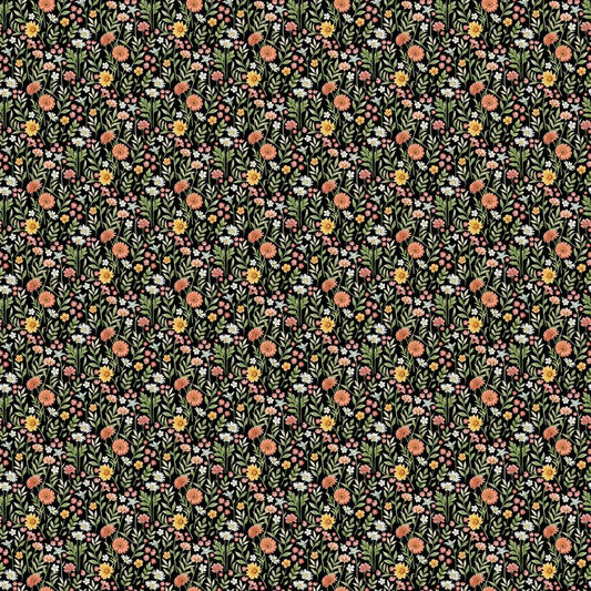 Favorite Things - Packed Flowers in Black - Deborah Edwards - Northcott (Pre-order: Jun 2027)