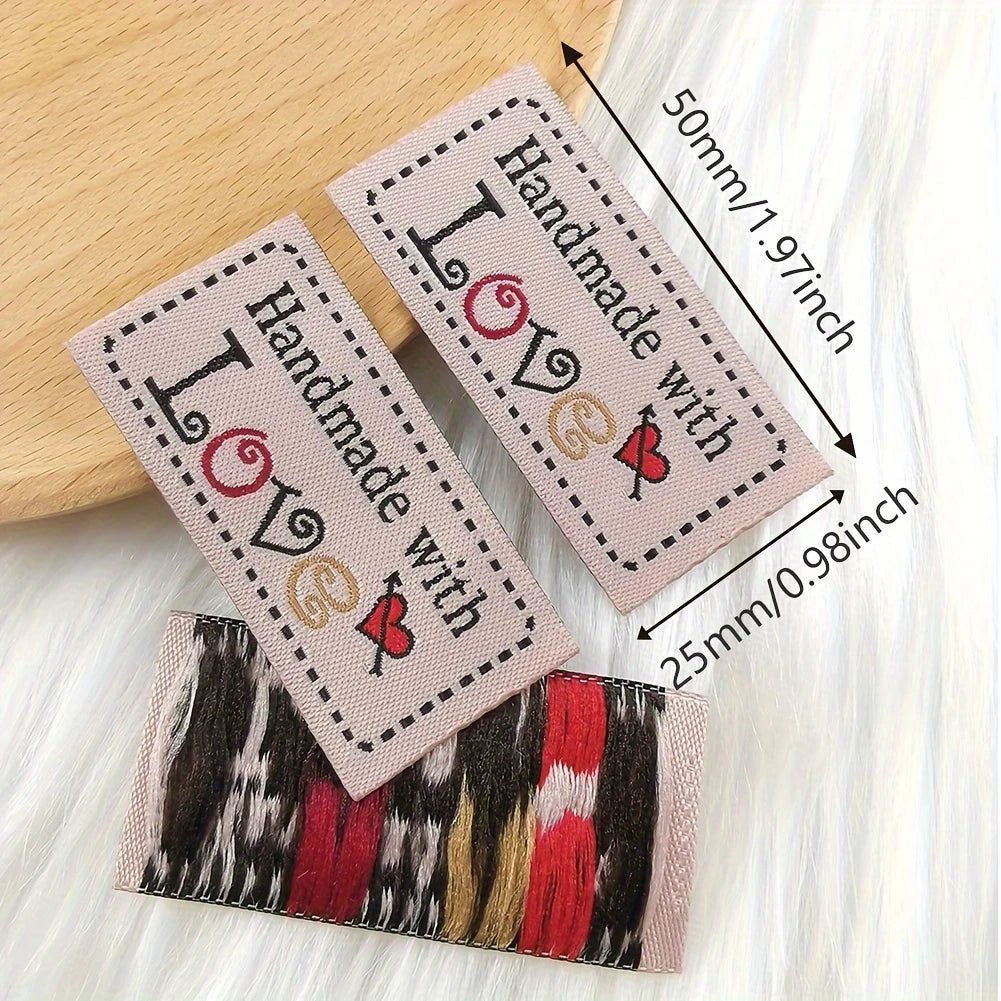 Handmade With Love Heart Tags 2"