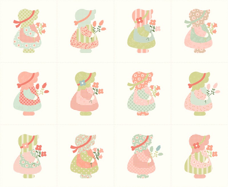 Sunbonnet - PANEL in Porcelain - Heather Briggs - Moda