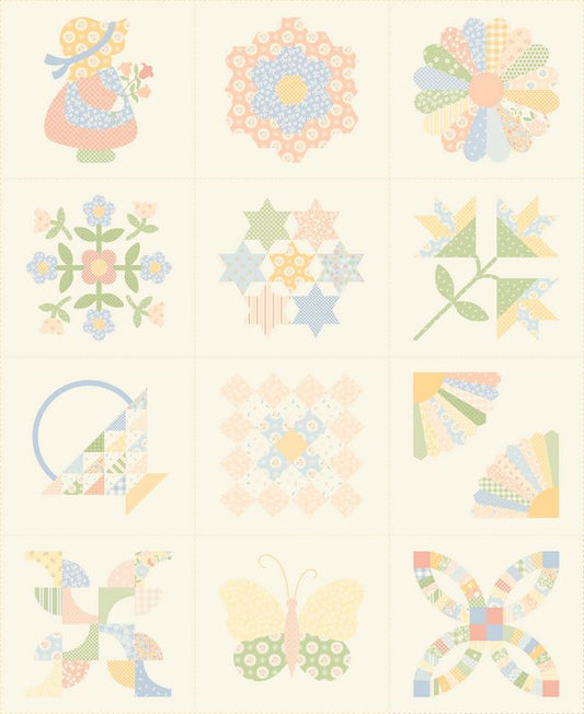 Handmade Sweetness - Quilt Blocks PANEL in Porcelain - Heather Briggs - Moda (Pre-order: Oct 2026)