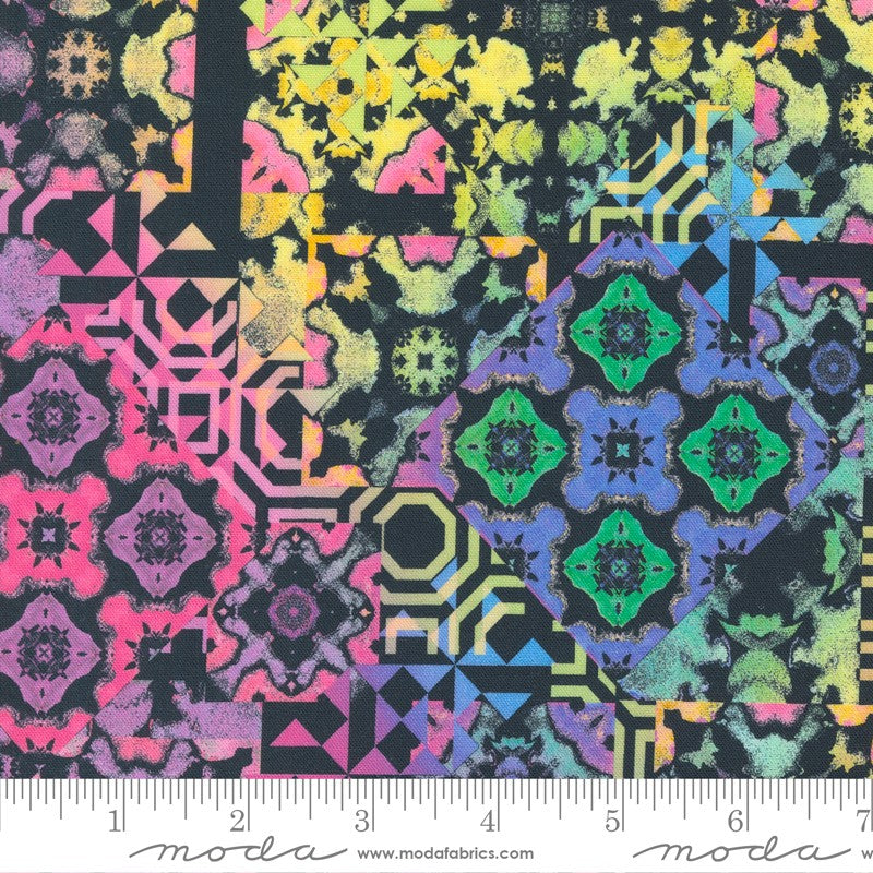 Gradients Auras - Kaleidoscope in Onyx - Moda - Dinkydoo Fabrics