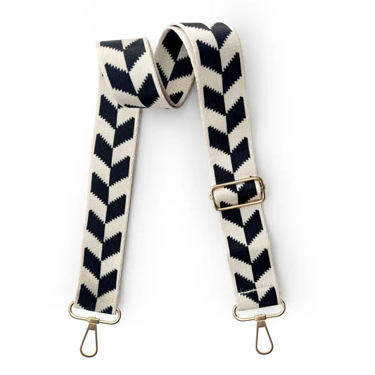 Nylon Adjustable Shoulder Strap - Beige & Black Broken Arrow (47")