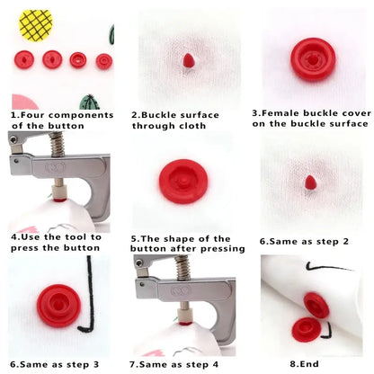 Plastic Snap Buttons (0.42") (Multi, Black, White, Pink, Beige) 150pc