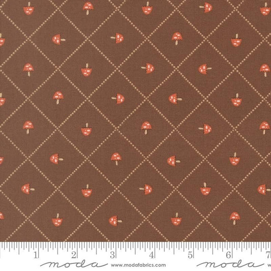 Nature's Sketchbook - Mushroom Grid in Bark - Elena Amo - Moda (Pre-order: Sept 2026)