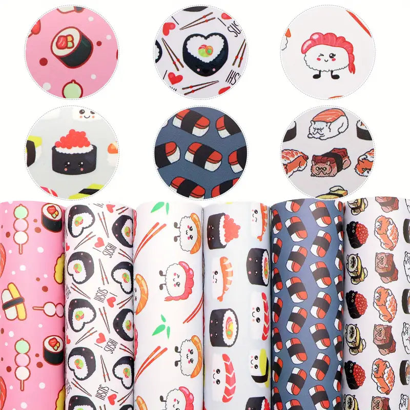 Faux Leather - Sushi Party Time (6pc) (8.2" x 11.8")