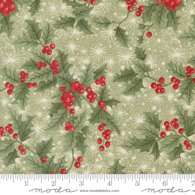 A Christmas Carol - Holly Berry in Sage - 3 Sisters - Moda (Pre-order June 2024)