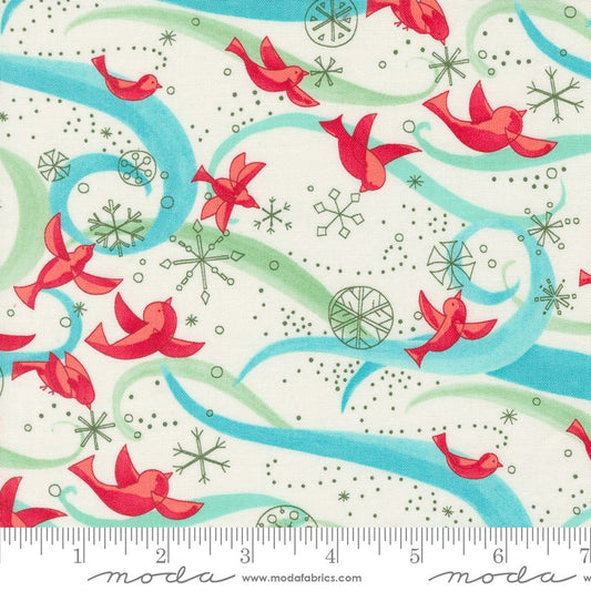Winterly - Birds with Ribbons in Cream - Robin Pickens - Moda (Pre-order: May 2024)