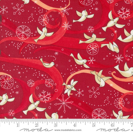 Winterly - Birds with Ribbons in Crimson - Robin Pickens - Moda (Pre-order: May 2024)