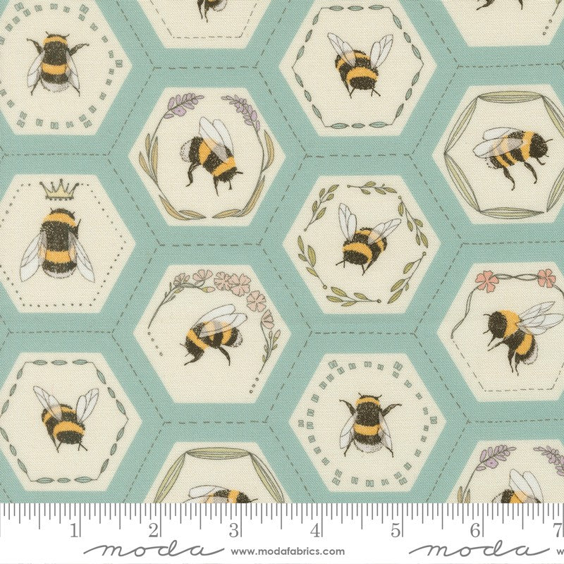 Pollinators - Bee Hexies in Stream - Robin Pickens - Moda (Pre-order: Jan 2027)