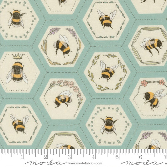 Pollinators - Bee Hexies in Stream - Robin Pickens - Moda (Pre-order: Jan 2027)