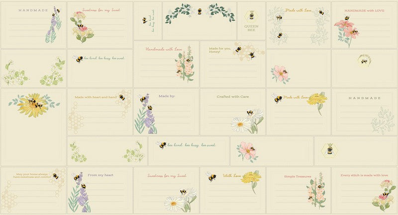 Pollinators - Quilt Label PANEL in Cloud - Robin Pickens - Moda (Pre-order: Jan 2027)