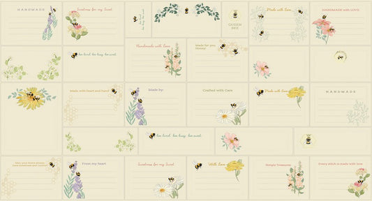 Pollinators - Quilt Label PANEL in Cloud - Robin Pickens - Moda (Pre-order: Jan 2027)