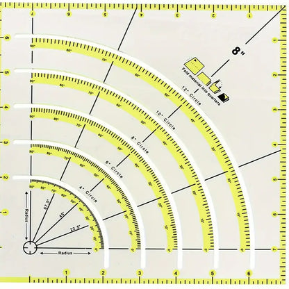 Non-Slip Circle Cutter Ruler 8" x 8"