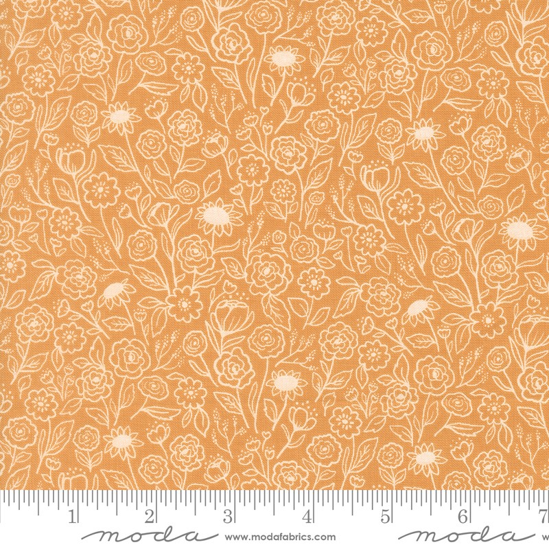 Garden Glam - Flower Doodles in Goldenrod - Lella Boutique - Moda (Pre-order: Dec 2026)