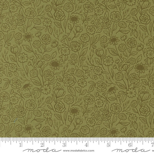 Garden Glam - Flower Doodles in Grass - Lella Boutique - Moda (Pre-order: Dec 2026)