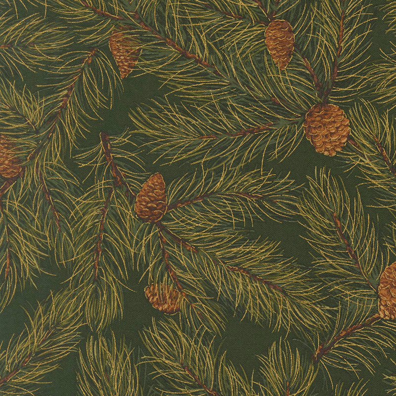 Merry Manor Metallic 2025 - Evergreen 33863M-13 - Moda
