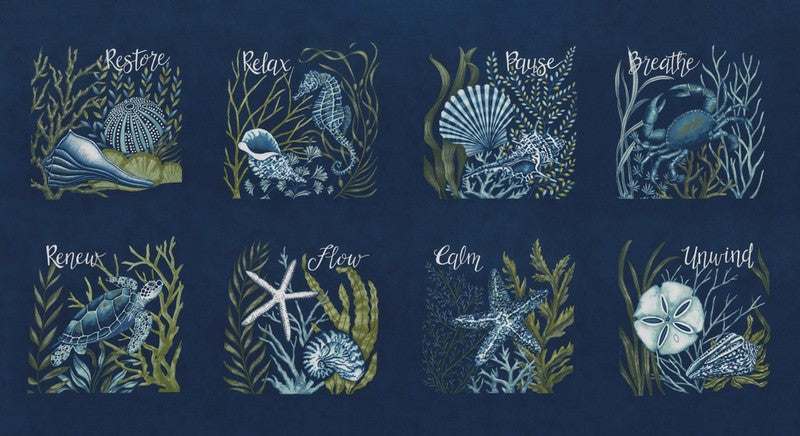 Seaside - Tiles PANEL in Deep Sea - Deb Strain - Moda (Pre-order: Feb 2027)