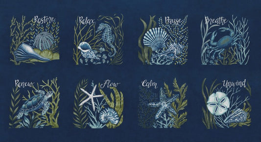 Seaside - Tiles PANEL in Deep Sea - Deb Strain - Moda (Pre-order: Feb 2027)