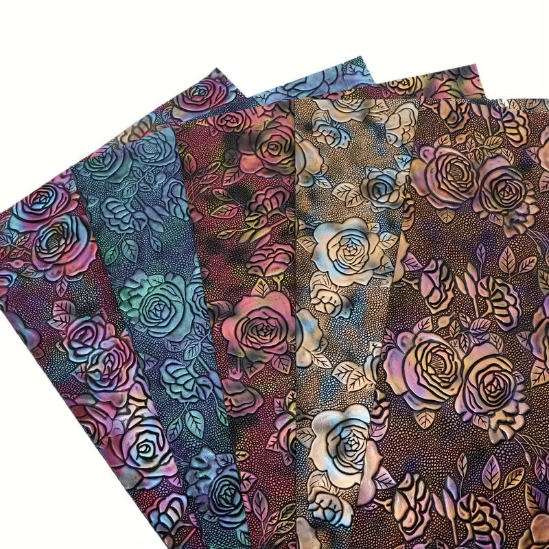 Faux Leather - Rose Blossoms (5pc) (7.7" x 12.9")