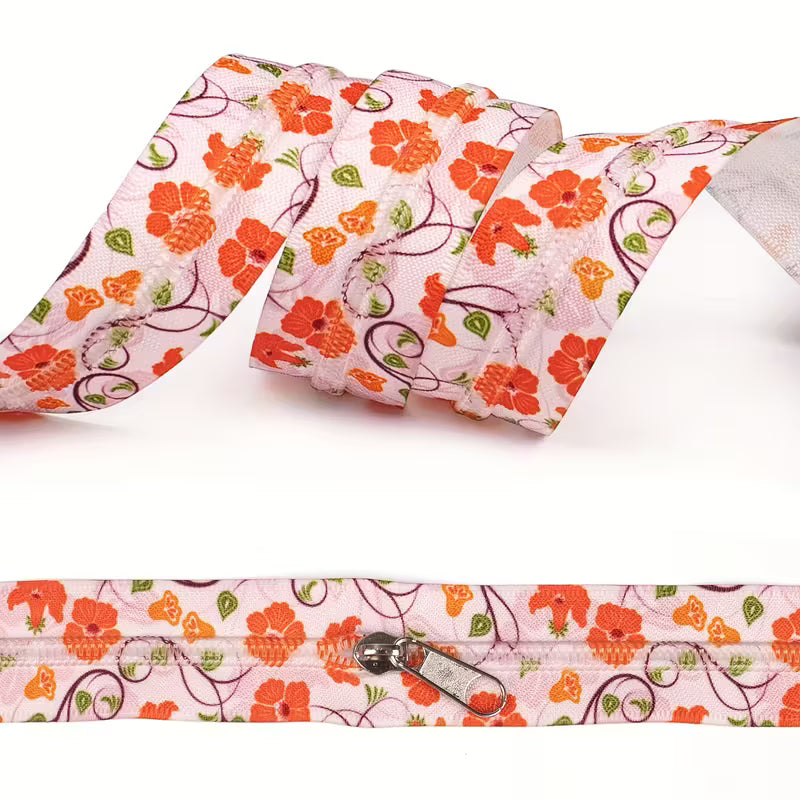 Zipper Set Nylon #5 - Poppies (4.9 Yards & BONUS 10 Pulls)