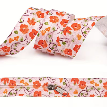 Zipper Set Nylon #5 - Poppies (4.9 Yards & BONUS 10 Pulls)