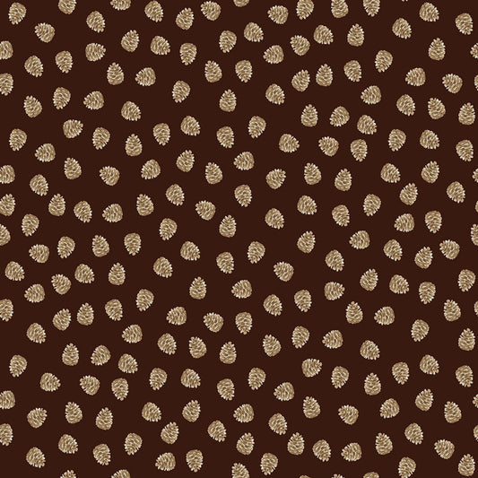 Canadian Woodlands - Pinecones in Dark Brown - Ginger Deverell - TrendTex Fabrics (Pre-order: Apr 2027)