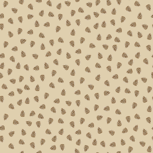 Canadian Woodlands - Pinecones in Light Brown - Ginger Deverell - TrendTex Fabrics (Pre-order: Apr 2027)