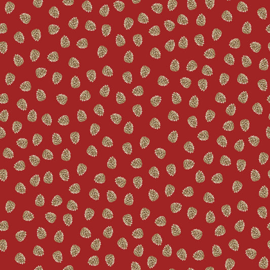 Canadian Woodlands - Pinecones in Red - Ginger Deverell - TrendTex Fabrics (Pre-order: Apr 2027)
