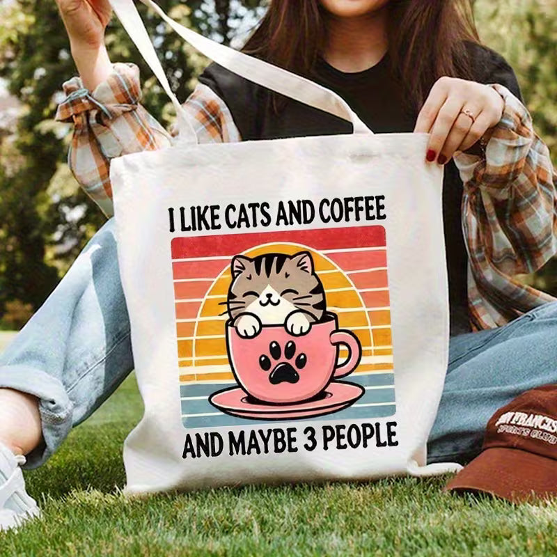 Sew n' Stash Tote Bag - Cats & Coffee