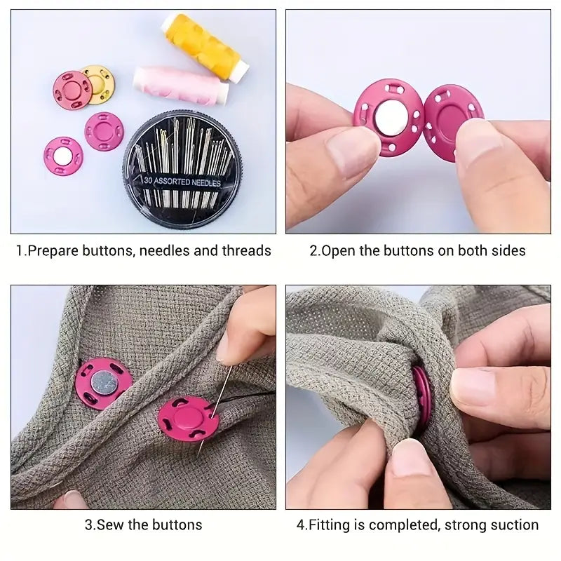 Invisible Slim Magnet Snap Button (5 Pc Set) 0.49"