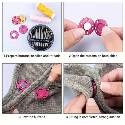 Invisible Slim Magnet Snap Button (5 Pc Set) 0.49"