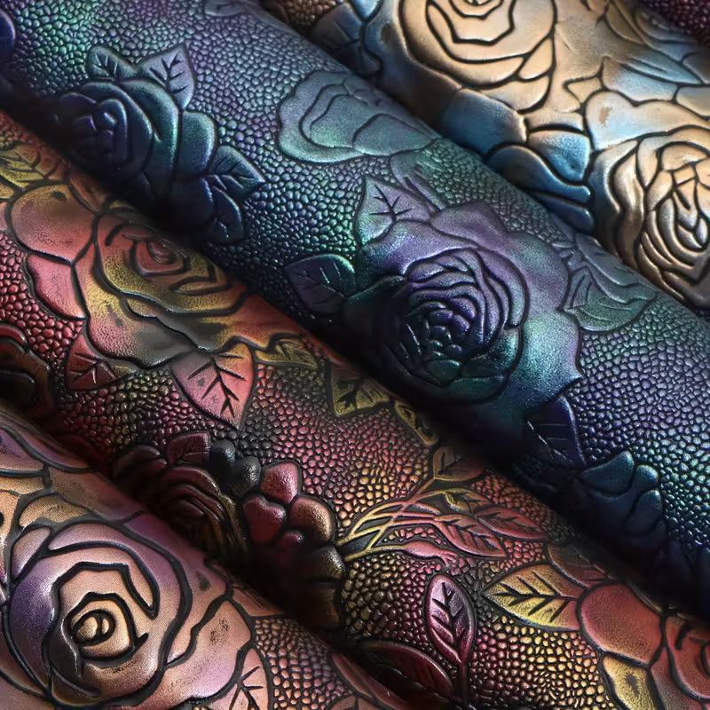 Faux Leather - Rose Blossoms (5pc) (7.7" x 12.9")