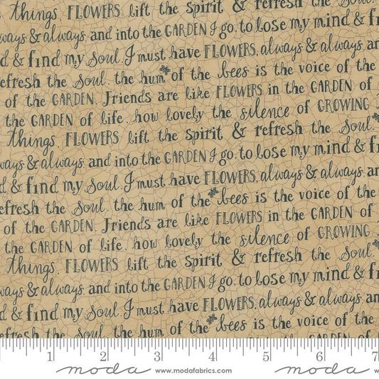 Bloom & Grow - Garden Notes in Tan - Kathy Schmitz - Moda