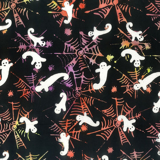 Spooky Banyon Batiks - Ghosts & Webs in Fruit Punch - Northcott (Pre-order: May 2024)