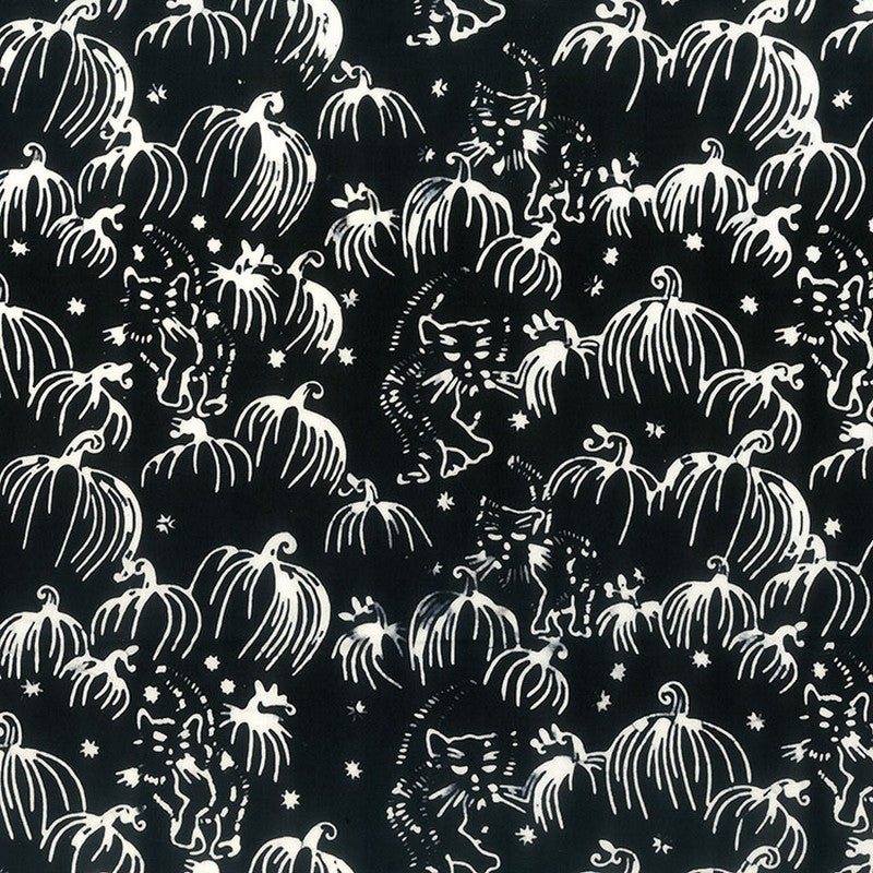 Spooky Banyon Batiks - Pumpkin Patch in Black - Northcott (Pre-order: May 2024)
