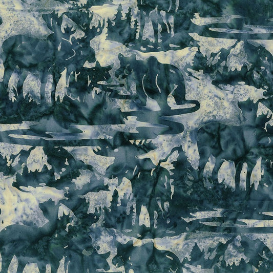 Scenic Settings Banyon Batiks - Moose in Midnight Caller - Northcott (Pre-order: May 2024)
