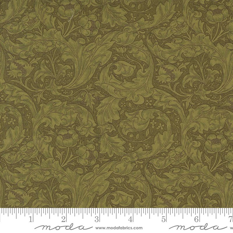 Morris Manor - Bachelors Button in Sage - Barbara Brackman - Moda