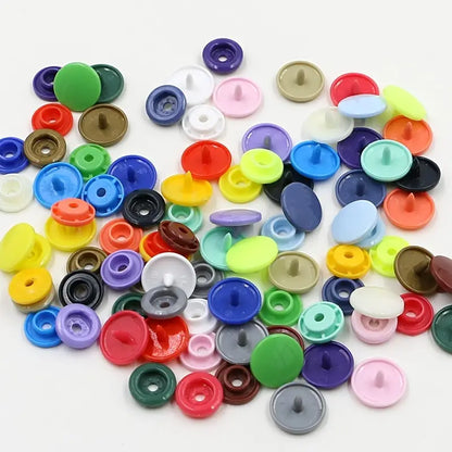 Plastic Snap Buttons (0.42") (Multi, Black, White, Pink, Beige) 150pc