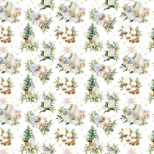 Snowbound - White Christmas in White - FIGO (Northcott)