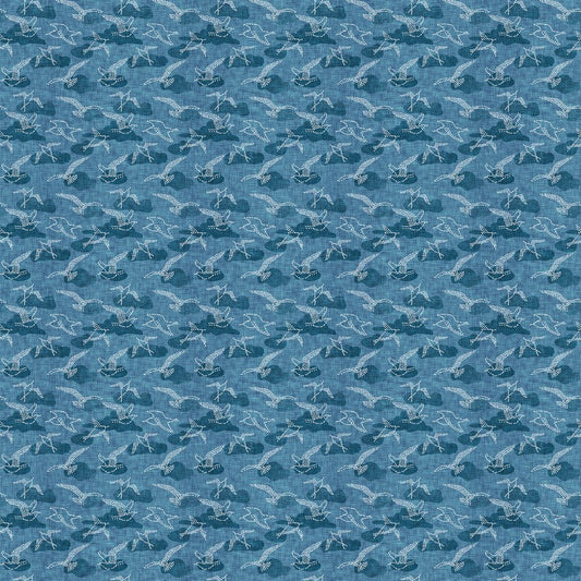 Sea of Wonder - Seagulls in Navy - Esther Fallon Lou - FIGO (Northcott) (Pre-order: Dec 2026)