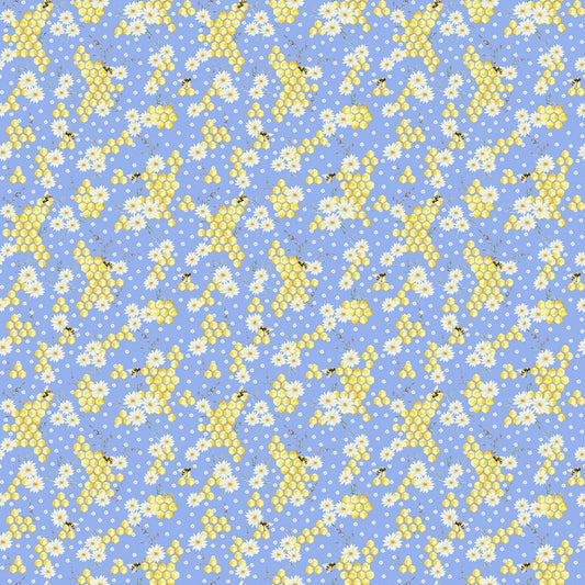 Sun Patch - Bees in Blue - FIGO Studio (Northcott) (Pre-order: Jan 2027)