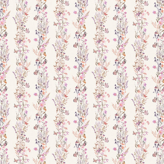 Meadow Song - Floral Stripe in Cream - Esther Fallon Lau - FIGO (Northcott) (Pre-order: Apr 2027)