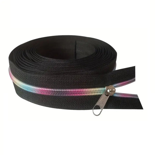 Zipper Set Nylon #5 - Rainbow Black (4.9 Yards & BONUS 10 Pulls) (Pre-order: Jan 2026)