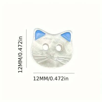 Cutie Cat Buttons 2 Hole - Pink (10pc) (0.5")