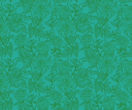 Indelible - Peony in Jade - Anna Maria Textiles (Northcott)