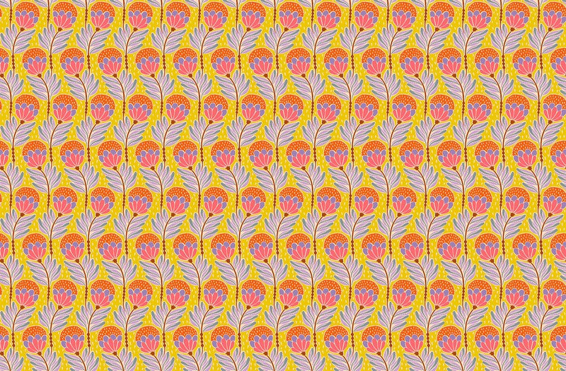 Shooting Star - Bouncy Blooms in Saffron - Anna Maria Textiles (Northcott)
