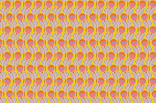 Shooting Star - Bouncy Blooms in Saffron - Anna Maria Textiles (Northcott)